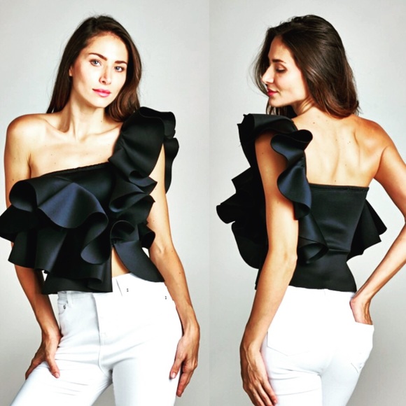✨ One Shoulder Ruffled Blouse - Picture 1 of 3